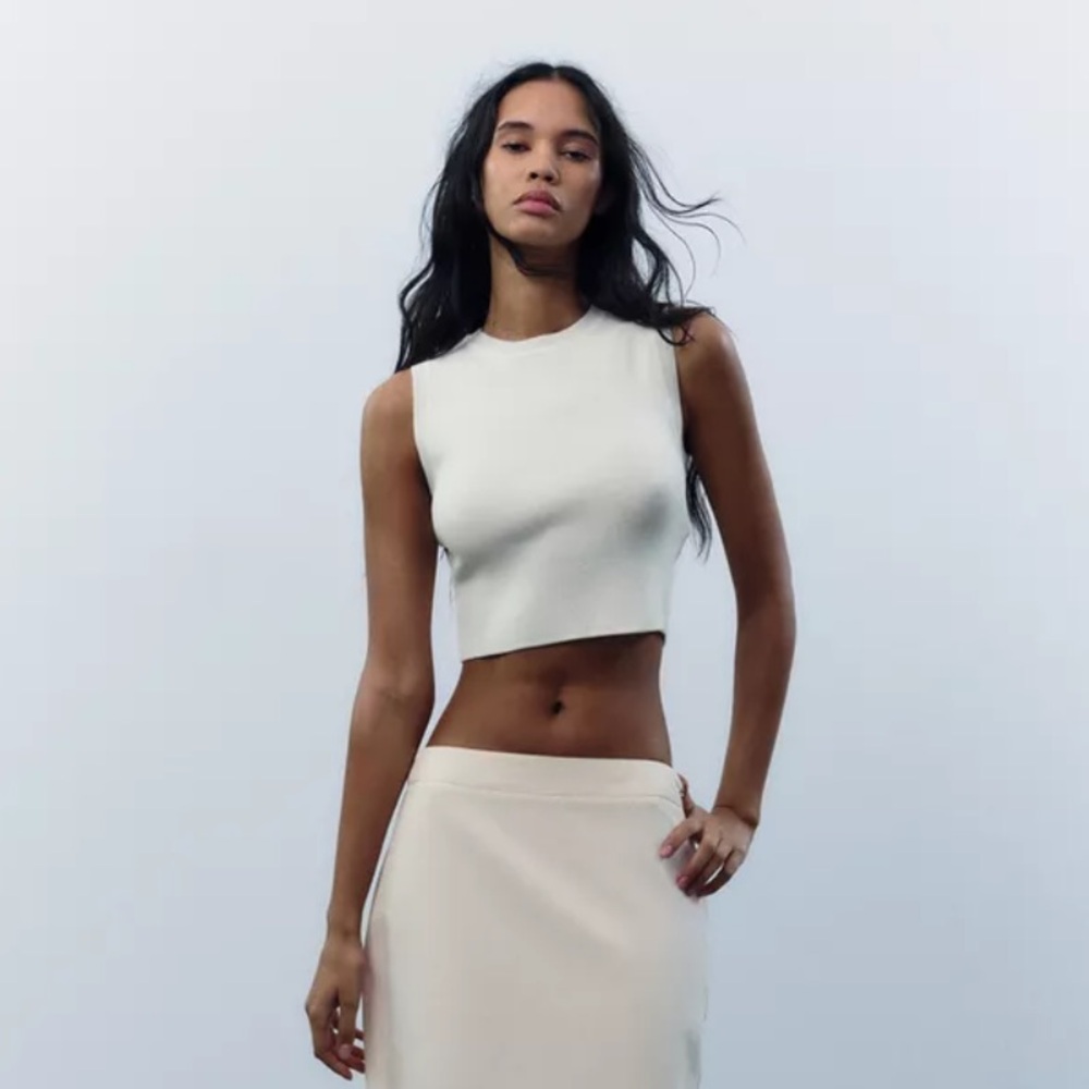 Zara Knit White Tank Top